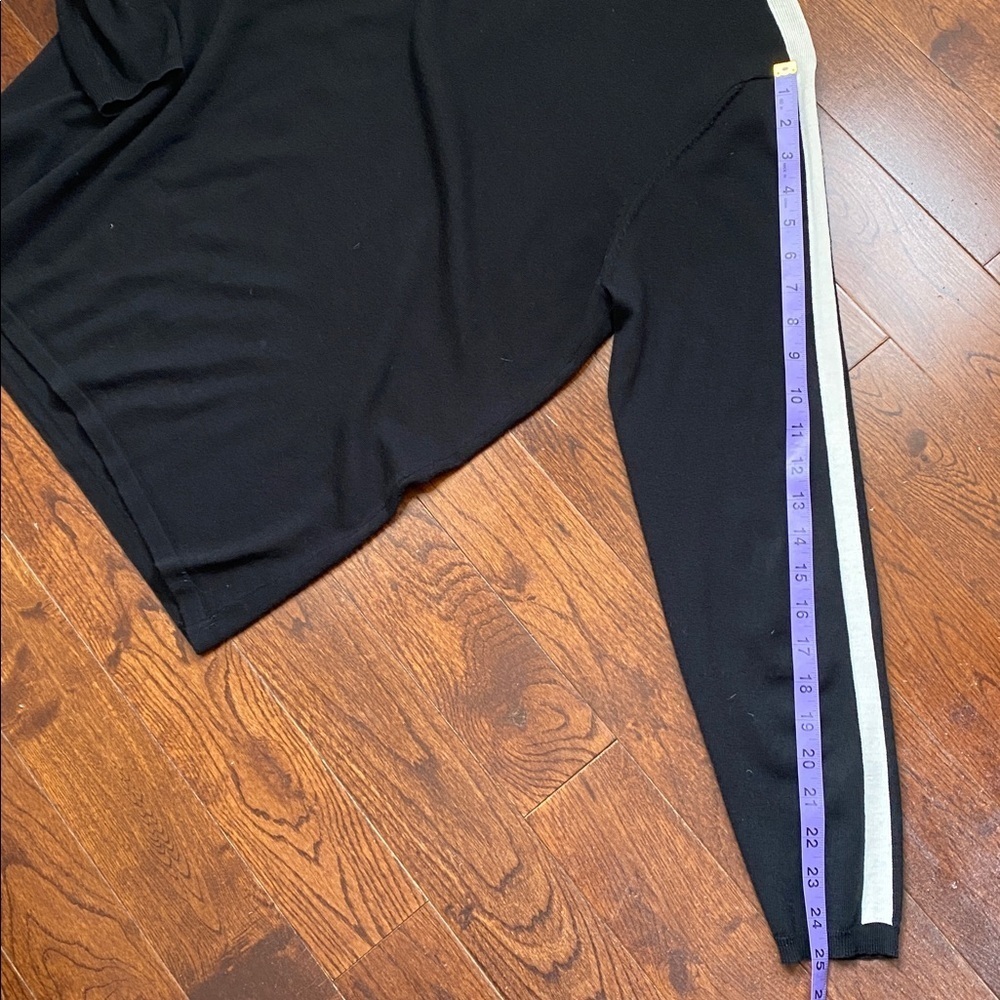 Peak Performance Half-Zip Ski Sweater Size XL Black + Off-White Stripes Merino - Picture 11 of 12